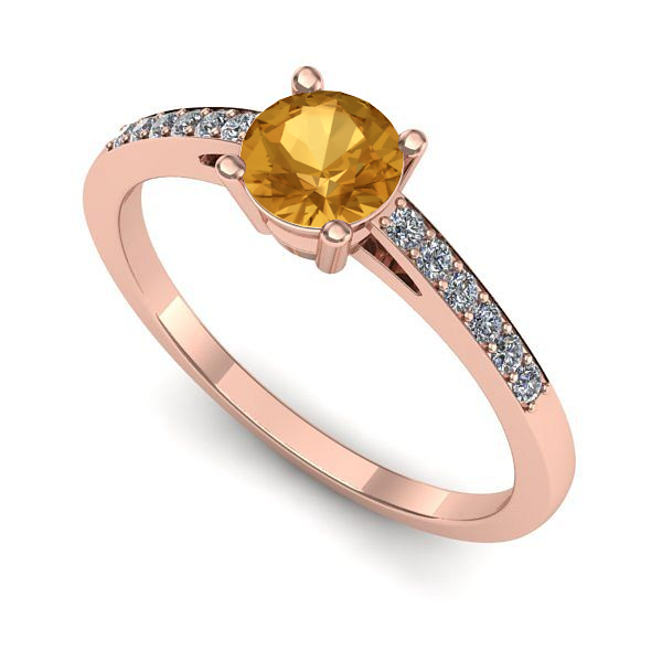 Inel de logodna din aur roz cu citrin