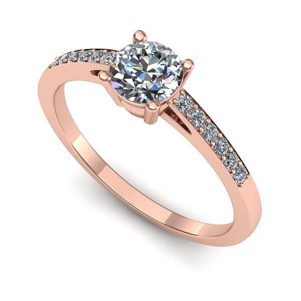 Inel logodna din aur roz cu diamant