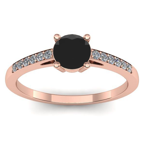 Inel logodna cu diamant negru rotund