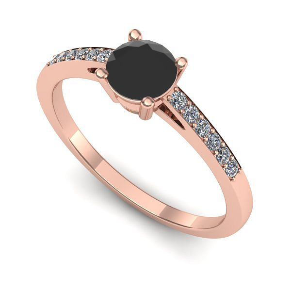 Inel logodna din aur roz cu diamant negru