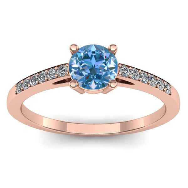 Inel de logodna cu diamant de laborator albastru rotund
