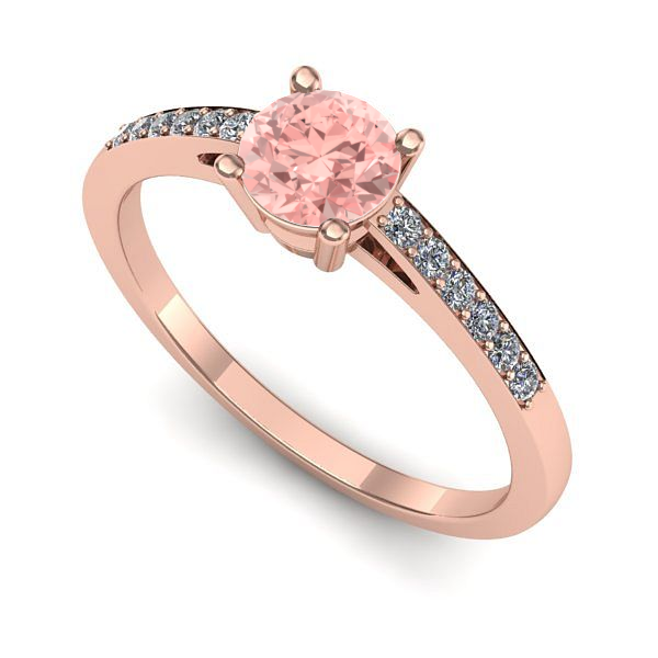 Inel din aur roz cu diamant de laborator roz