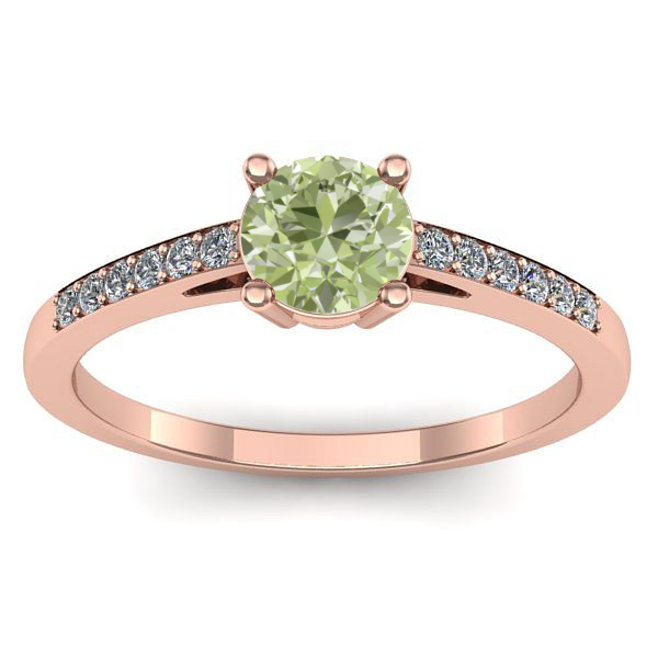 Inel cu diamant de laborator verde rotund