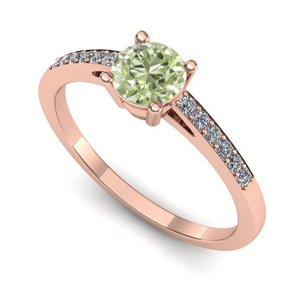 Inel de logodna din aur roz cu diamant de laborator verde