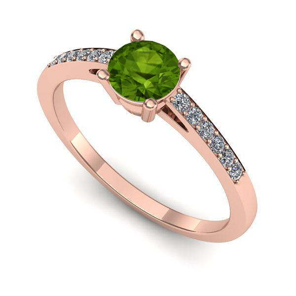 Inel din aur roz cu peridot