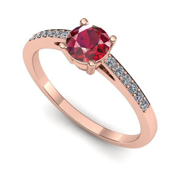 Inel din aur roz cu rubin