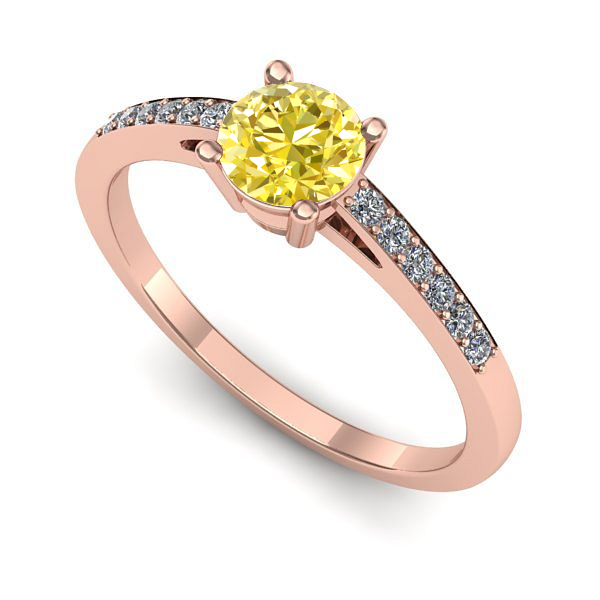 Inel de logodna din aur roz cu safir galben