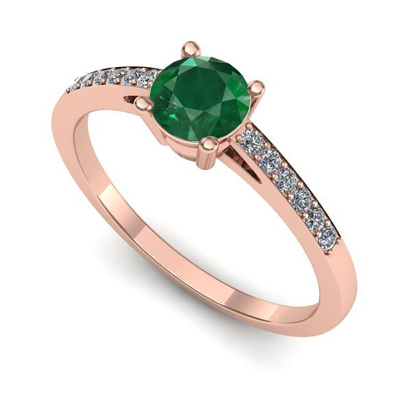 Inel logodna din aur roz cu smarald