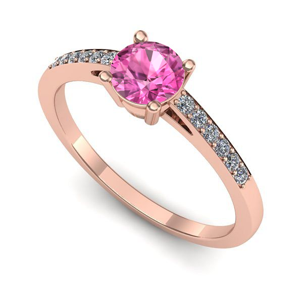 Inel logodna din aur roz cu safir roz