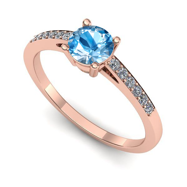 Inel de logodna din aur roz cu topaz blue