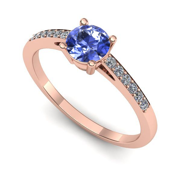 Inel de logodna din aur roz cu tanzanit