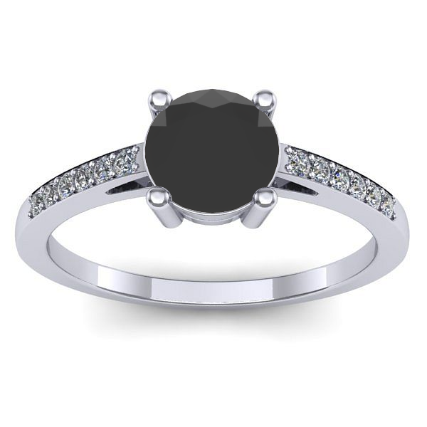 Inel de logodna cu diamant negru rotund