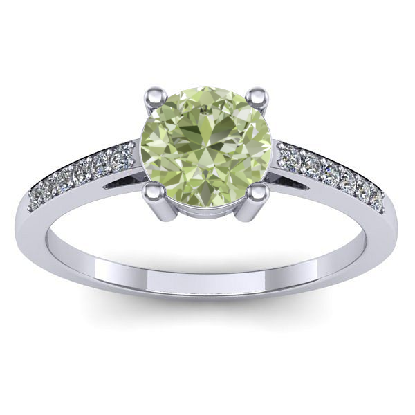 Inel de logodna cu diamant de laborator verde rotund