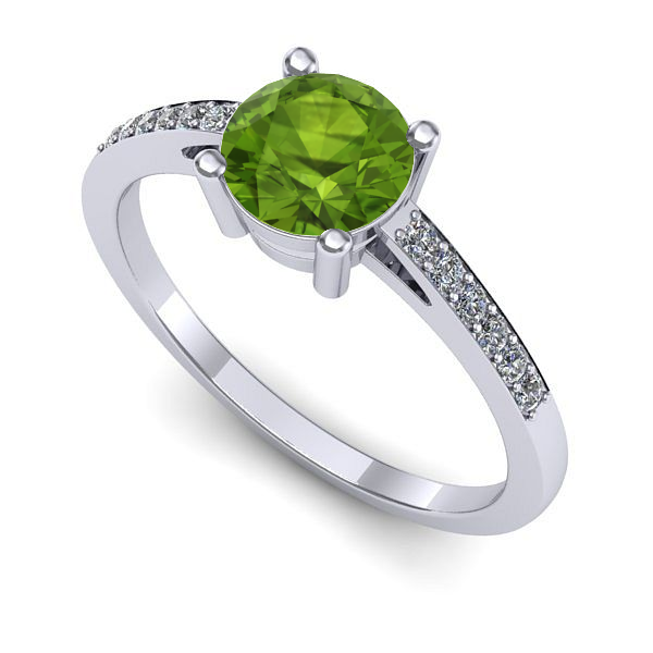 Inel logodna din aur alb cu peridot
