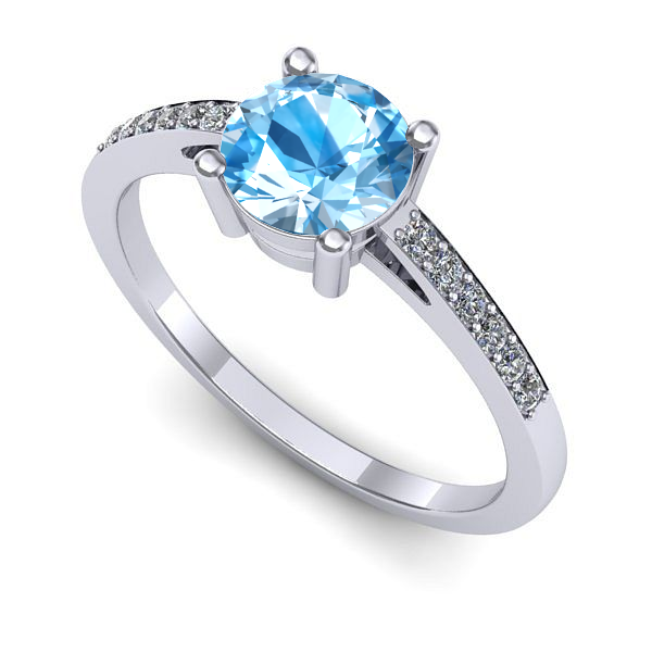 Inel de logodna din aur alb cu topaz blue
