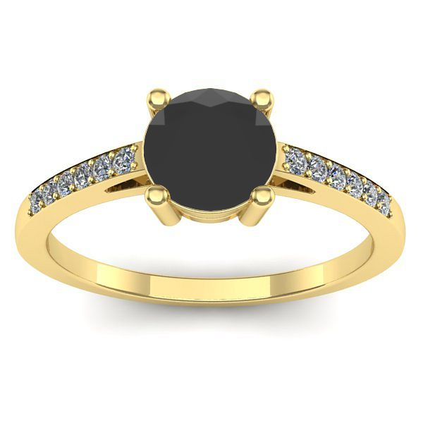 Inel de logodna cu diamant negru rotund
