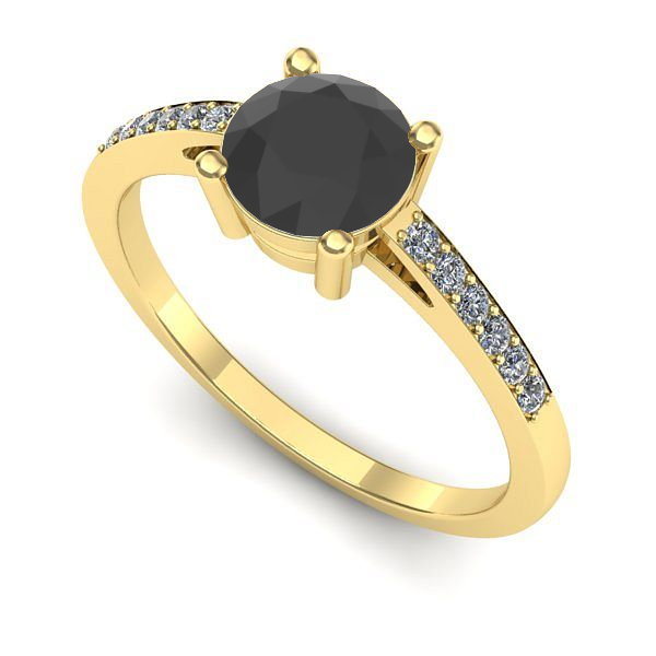 Inel logodna din aur galben cu diamant negru