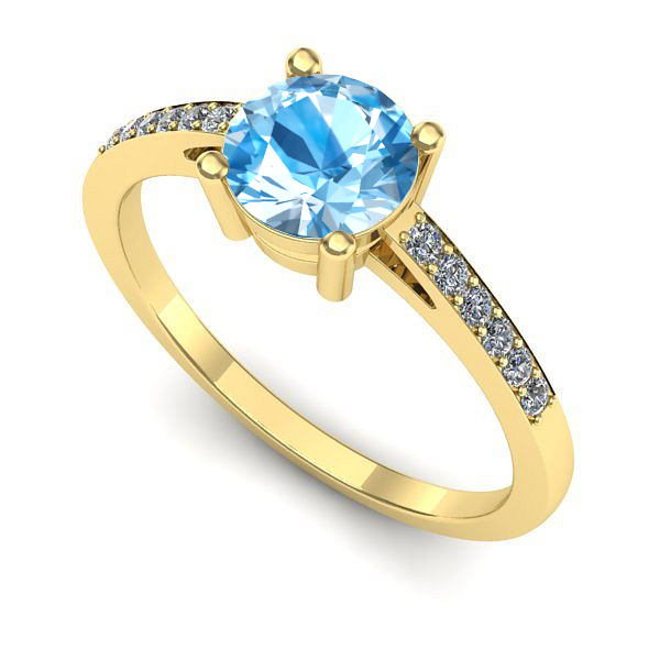 Inel de logodna din aur galben cu topaz blue