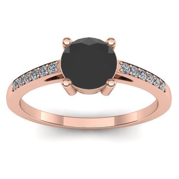 Inel cu diamant negru rotund