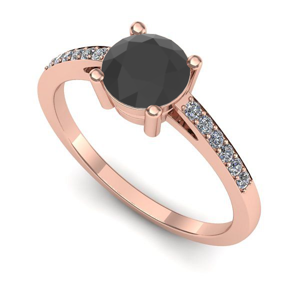Inel logodna din aur roz cu diamant negru