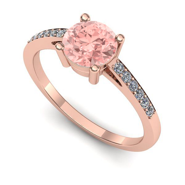 Inel logodna din aur roz cu diamant de laborator roz