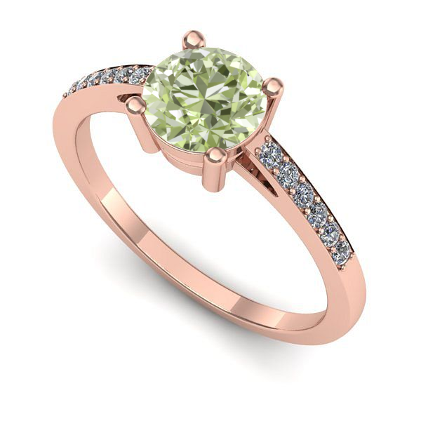 Inel logodna din aur roz cu diamant de laborator verde