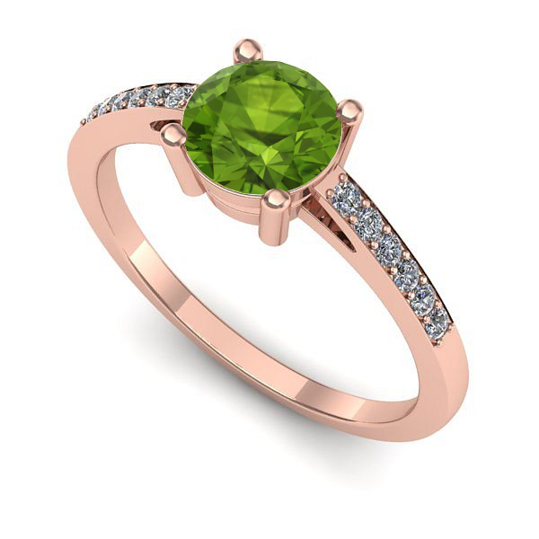 Inel logodna din aur roz cu peridot
