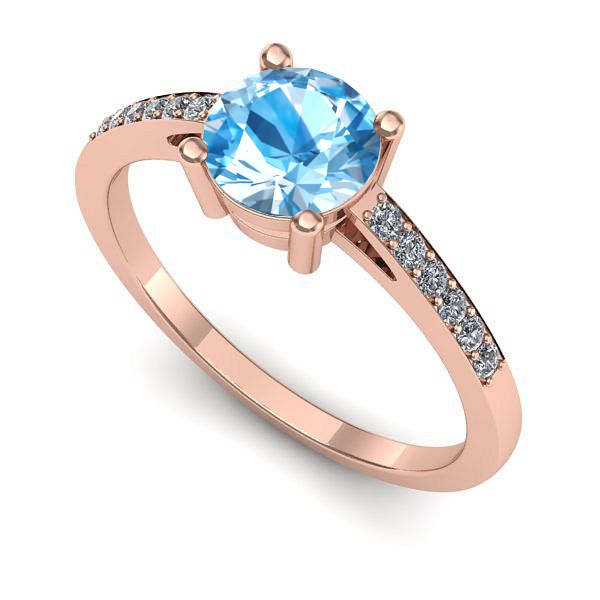 Inel logodna din aur roz cu topaz blue