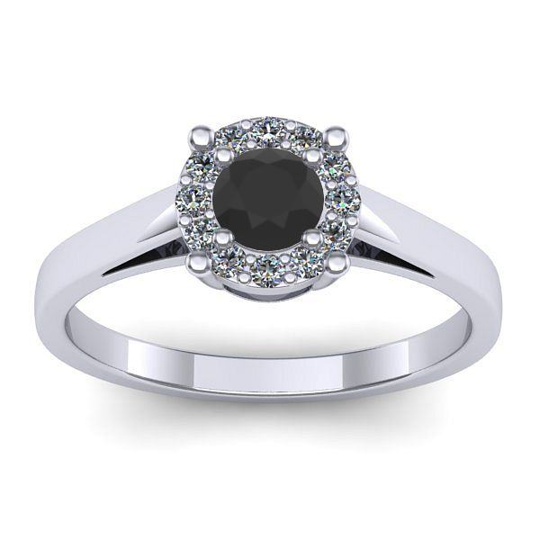 Inel cu diamant negru rotund