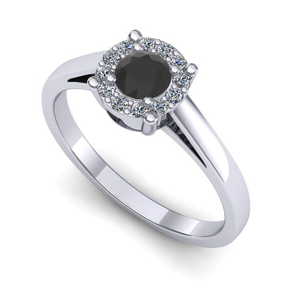Inel din aur alb cu diamant negru