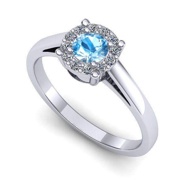 Inel din aur alb cu topaz blue