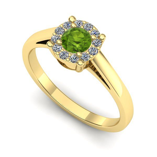 Inel logodna din aur galben cu peridot