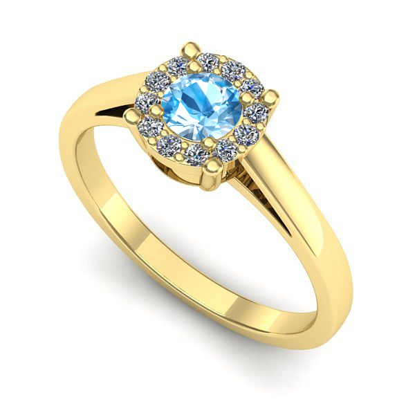 Inel logodna din aur galben cu topaz blue