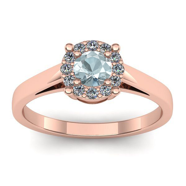 Inel de logodna cu aquamarin rotund