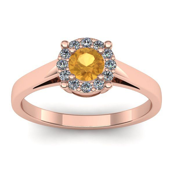 Inel logodna cu citrin rotund