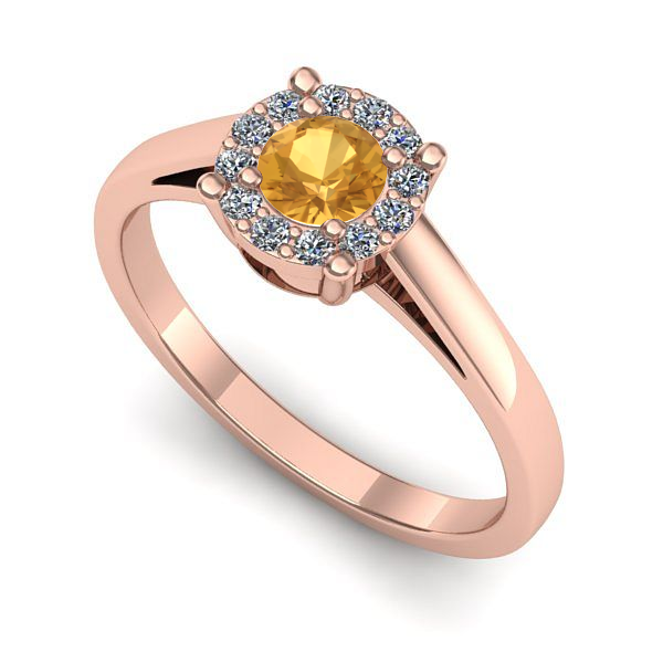 Inel din aur roz cu citrin