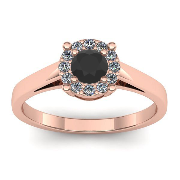 Inel logodna cu diamant negru rotund