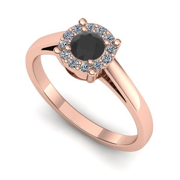 Inel logodna din aur roz cu diamant negru