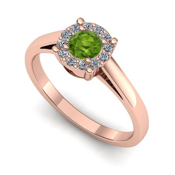 Inel logodna din aur roz cu peridot