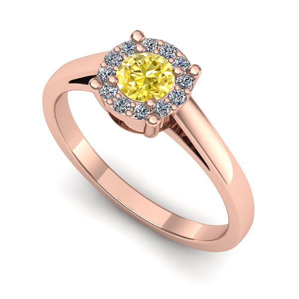 Inel din aur roz cu safir galben