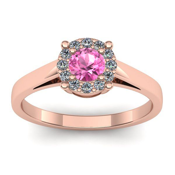 Inel cu safir roz rotund