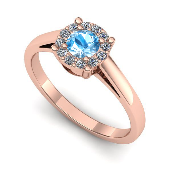Inel logodna din aur roz cu topaz blue