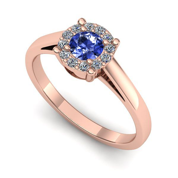 Inel din aur roz cu tanzanit