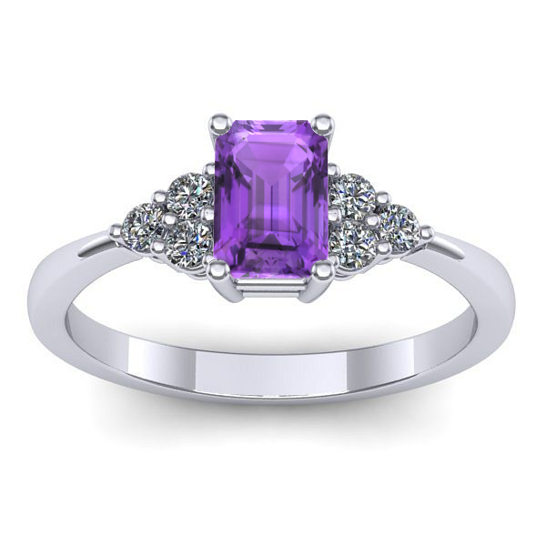Inel logodna cu ametist dreptunghiular