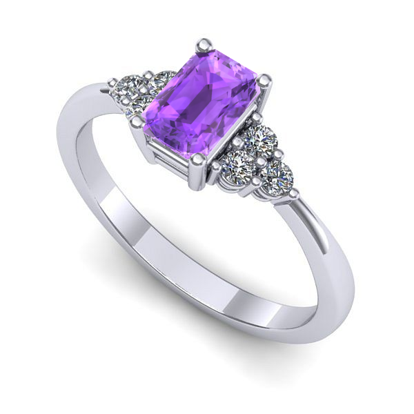 Inel din aur alb cu ametist