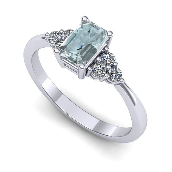 Inel logodna din aur alb cu aquamarin