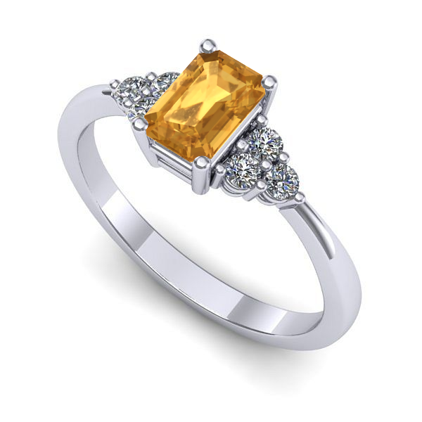 Inel logodna din aur alb cu citrin