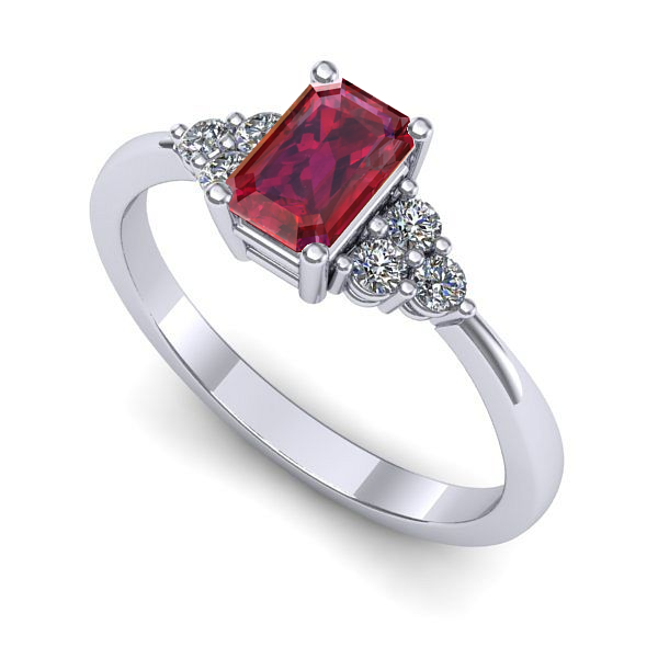 Inel din aur alb cu rubin