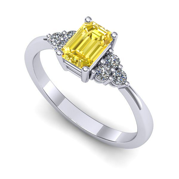 Inel din aur alb cu safir galben