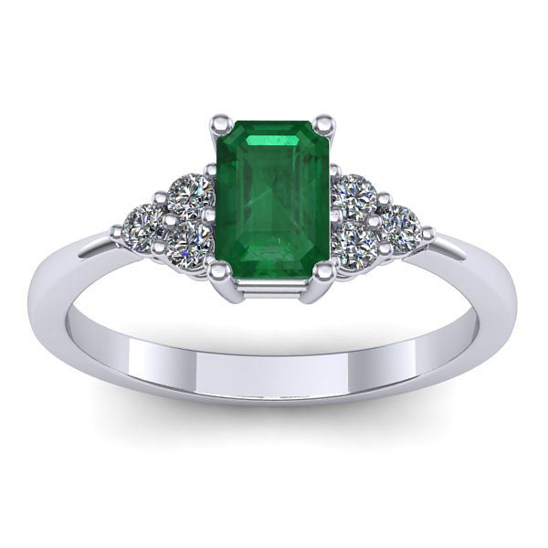 Inel de logodna cu smarald dreptunghiular